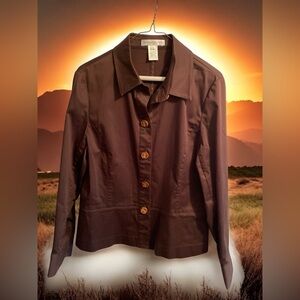 Pursuits Ltd Women’s Shirt Jacket Brown Long Sleeve Business Casual Size: 10